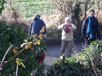 Bill (red jacket) clearing path to Goblin Cave