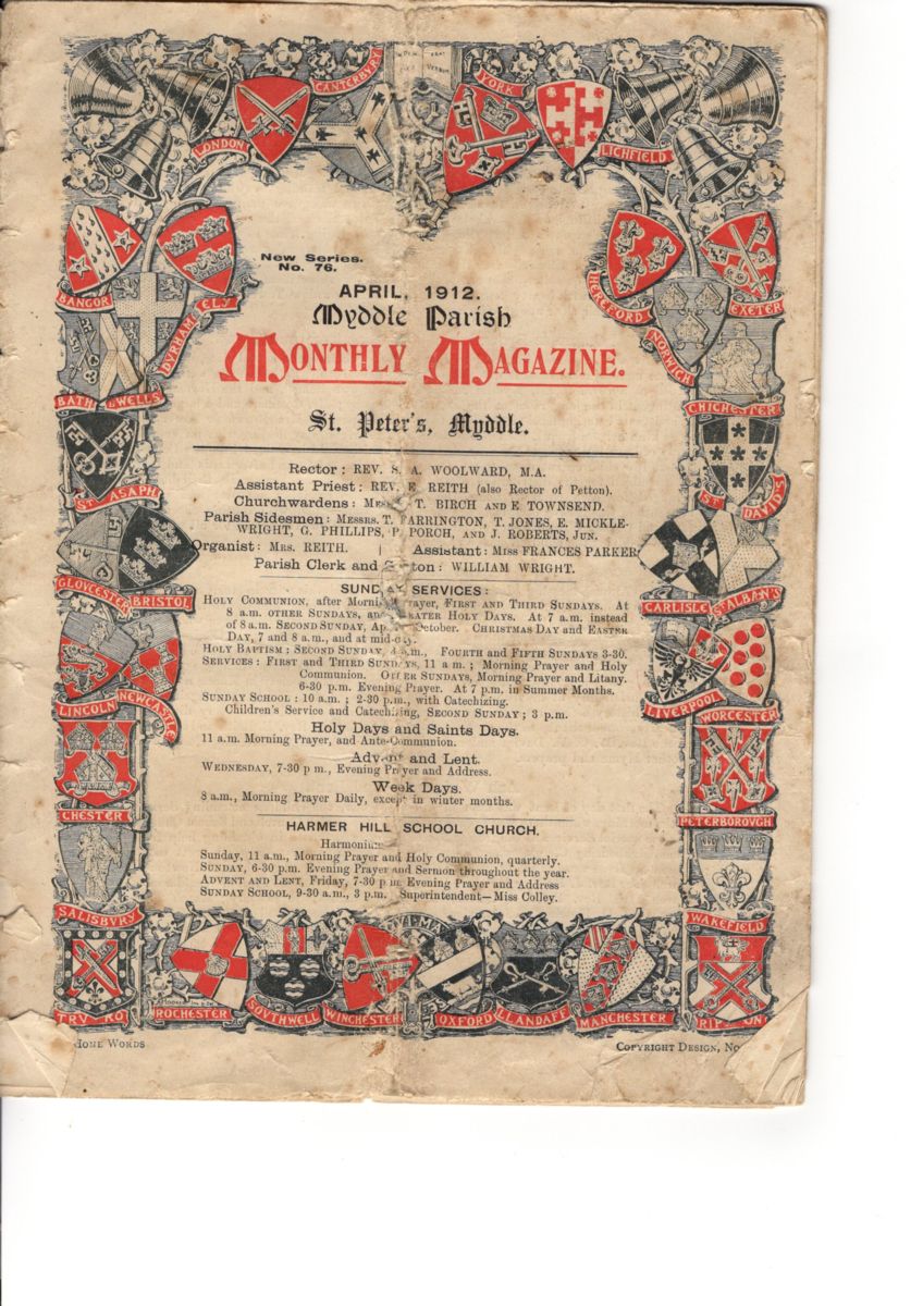 Front Cover of a Myddle Parish Monthly Magazine from 1912